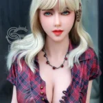 161cm 5ft3 Blonde Curly Hair Sexy Dolls Plaid Shirt Mini Skirt Dolls F Cup