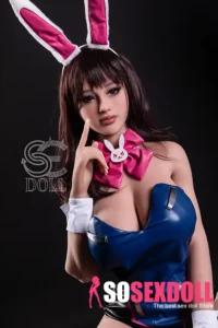 161cm 5ft3 Blue Leather Large Breasted Sex Dolls Athletic Big Breasted Dolls F Cup