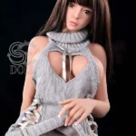 161cm 5ft3 Brown Hair Knit Dress Sex Dolls Gray Sweater Sexy Love Dolls G Cup