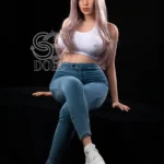 161cm 5ft3 Casual Jeans Style Sex Dolls White Crop Top Realistic Dolls G Cup