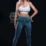 161cm 5ft3 Casual Jeans Style Sex Dolls White Crop Top Realistic Dolls G Cup