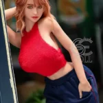 161cm 5ft3 Red Top Sexy Love Dolls Busty Casual Outdoor Dolls F Cup