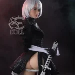 163cm 5ft4 Black Dress Dancing Sword Sex Dolls Realistic TPE Love Dolls E Cup