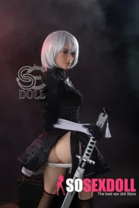 163cm 5ft4 Black Dress Dancing Sword Sex Dolls Realistic TPE Love Dolls E Cup