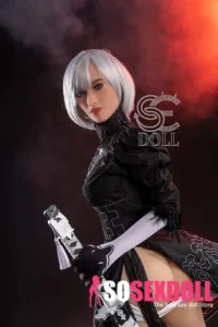 163cm 5ft4 Black Dress Dancing Sword Sex Dolls Realistic TPE Love Dolls E Cup
