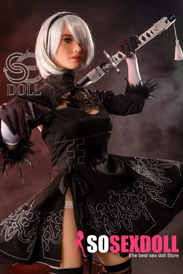 163cm 5ft4 Black Dress Dancing Sword Sex Dolls Realistic TPE Love Dolls E Cup