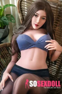 163cm 5ft4 Blue Bra Big Breast Sex Dolls Long Brown Hair Sexy Dolls E Cup