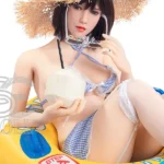 163cm 5ft4 Blue Check Bikini Sex Dolls Realistic Swimsuit Love Dolls E Cup