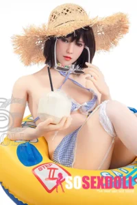 163cm 5ft4 Blue Check Bikini Sex Dolls Realistic Swimsuit Love Dolls E Cup