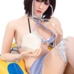 163cm 5ft4 Blue Check Bikini Sex Dolls Realistic Swimsuit Love Dolls E Cup