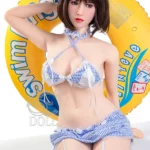 163cm 5ft4 Blue Check Bikini Sex Dolls Realistic Swimsuit Love Dolls E Cup