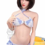 163cm 5ft4 Blue Check Bikini Sex Dolls Realistic Swimsuit Love Dolls E Cup