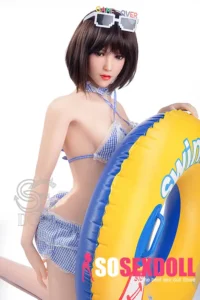 163cm 5ft4 Blue Check Bikini Sex Dolls Realistic Swimsuit Love Dolls E Cup