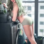 163cm 5ft4 Green Hair Fantasy Love Dolls Glasses Office Style Dolls E Cup