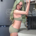 163cm 5ft4 Green Hair Fantasy Love Dolls Glasses Office Style Dolls E Cup