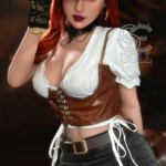 163cm 5ft4 Leather Corset Realistic Sex Dolls Western Themed TPE Dolls E Cup