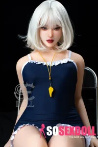 163cm 5ft4 Navy Blue Lingerie Love Dolls Blonde Short Hair Sex Dolls E Cup