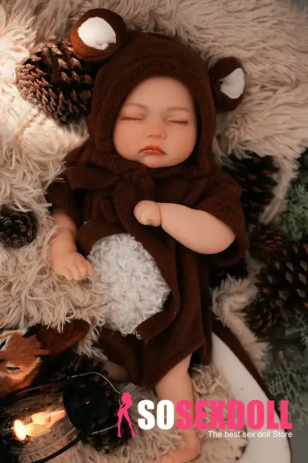 Sílikon sofandi endurfædd dúkka með skógardýraþema