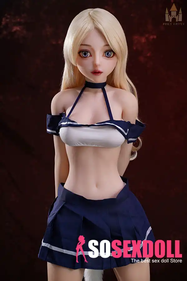 144cm 4ft7 TPE Petite Chest Sex Slim Figure Golden Hair Sex Doll #DC18 Head