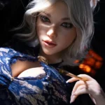 158 cm 5 ft2 silikoninen jääkuningatar, rintava sininen pitsimekko, ohuet hiukset, seksinukke #AB28 pää