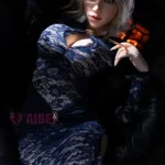 158 cm 5 ft2 silikoninen jääkuningatar, rintava sininen pitsimekko, ohuet hiukset, seksinukke #AB28 pää