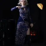 158 cm 5 ft2 silikoninen jääkuningatar, rintava sininen pitsimekko, ohuet hiukset, seksinukke #AB28 pää