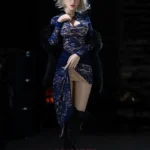 158 cm 5 ft2 silikoninen jääkuningatar, rintava sininen pitsimekko, ohuet hiukset, seksinukke #AB28 pää