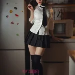 158cm 5ft2 Silicone Schoolgirl F Cup Petite Waist Black Hair Sex Doll #AB23 Head