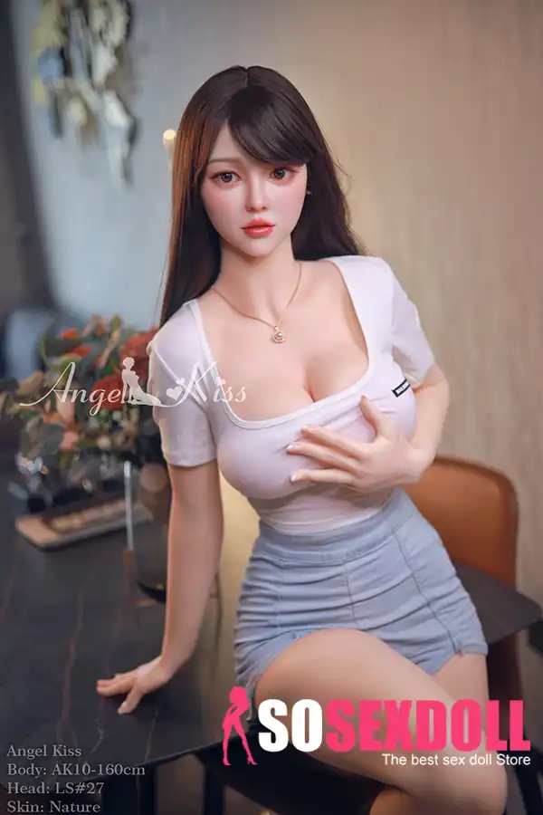 160cm 5ft3 Elegant Slim Body Sex Dolls White Dress Curvy Sex Dolls
