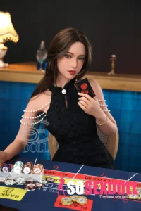 166cm 5ft5 Elegant Black Dress Love Dolls Realistic Casino Beauty Dolls C Cup