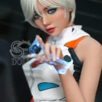 166cm 5ft5 Short Blonde Cosplay Sex Dolls White Bodysuit Anime Dolls C Cup