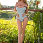 168cm 5ft6 Blonde Lingerie Sex Dolls Light Blue Bra Love Dolls F Cup