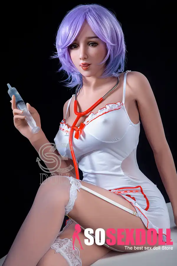 168cm 5ft6 Purple Hair Nurse Sex Dolls Sexy Nurse Costume Love Dolls F Cup
