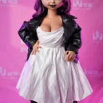 90cm 2ft9 Silicone Anime Bride Big Eyes Purple Hair Sex Doll #S34 Head