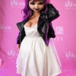 90cm 2ft9 Silicone Anime Bride Big Eyes Purple Hair Sex Doll #S34 Head