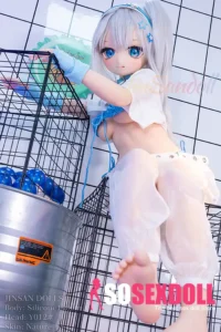 140cm 4ft6 Silicone Anime Girl Big Chest Blue Eyes Sliver Sex Doll #Y012 Head