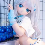 140cm 4ft6 Silicone Anime Girl Big Chest Blue Eyes Sliver Sex Doll #Y012 Head