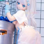 140cm 4ft6 Silicone Anime Girl Big Chest Blue Eyes Sliver Sex Doll #Y012 Head
