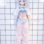 140cm 4ft6 Silicone Anime Girl Big Chest Blue Eyes Sliver Sex Doll #Y012 Head