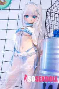 140cm 4ft6 Silicone Anime Girl Big Chest Blue Eyes Sliver Sex Doll #Y012 Head