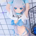 140cm 4ft6 Silicone Anime Girl Big Chest Blue Eyes Sliver Sex Doll #Y012 Head