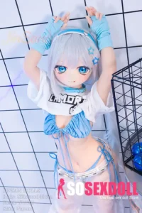 140cm 4ft6 Silicone Anime Girl Big Chest Blue Eyes Sliver Sex Doll #Y012 Head