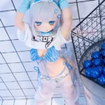 140cm 4ft6 Silicone Anime Girl Big Chest Blue Eyes Sliver Sex Doll #Y012 Head