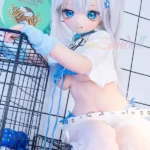 140cm 4ft6 Silicone Anime Girl Big Chest Blue Eyes Sliver Sex Doll #Y012 Head