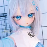 140cm 4ft6 Silicone Anime Girl Big Chest Blue Eyes Sliver Sex Doll #Y012 Head
