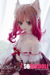 140cm 4ft6 Silicone Cat Girl Ample Bust Red Hair Lolita Sex Doll #Y001 Head