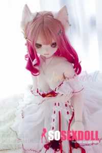 140cm 4ft6 Silicone Cat Girl Ample Bust Red Hair Lolita Sex Doll #Y001 Head