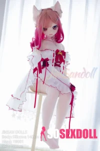 140cm 4ft6 Silicone Cat Girl Ample Bust Red Hair Lolita Sex Doll #Y001 Head