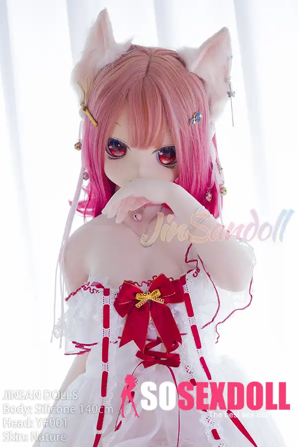 ตุ๊กตายางซิลิโคนรูปแมวสาว สูง 140 ซม. สูง 4 ฟุต 6 นิ้ว หน้าอกใหญ่ ผมสีแดง #Y001