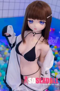 140cm 4ft6 TPE Anime Round Chest Black Bikini Brown Sex Doll #Y011 Head
